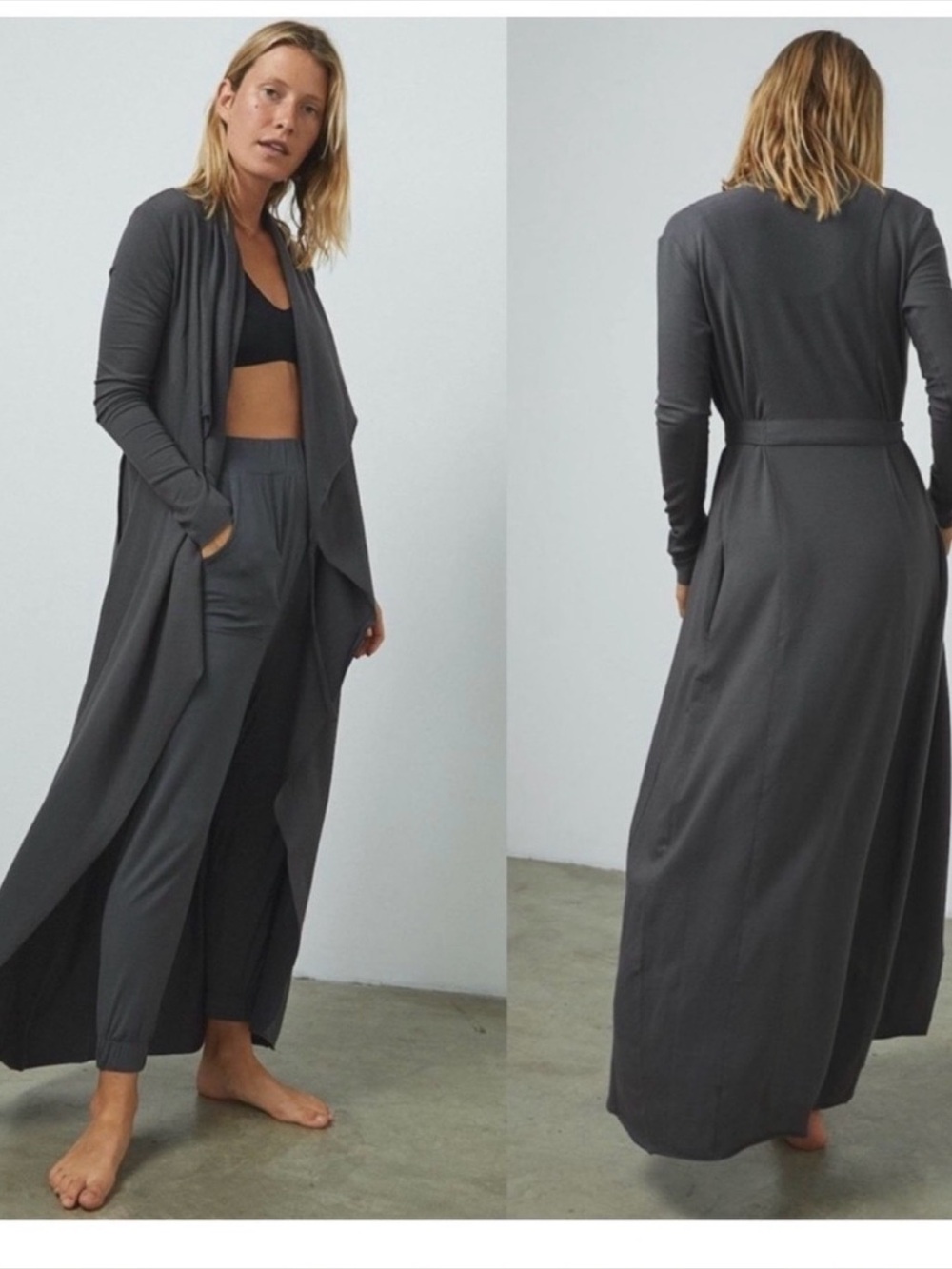 Lunya Organic Pima Robe in Meditative Grey
